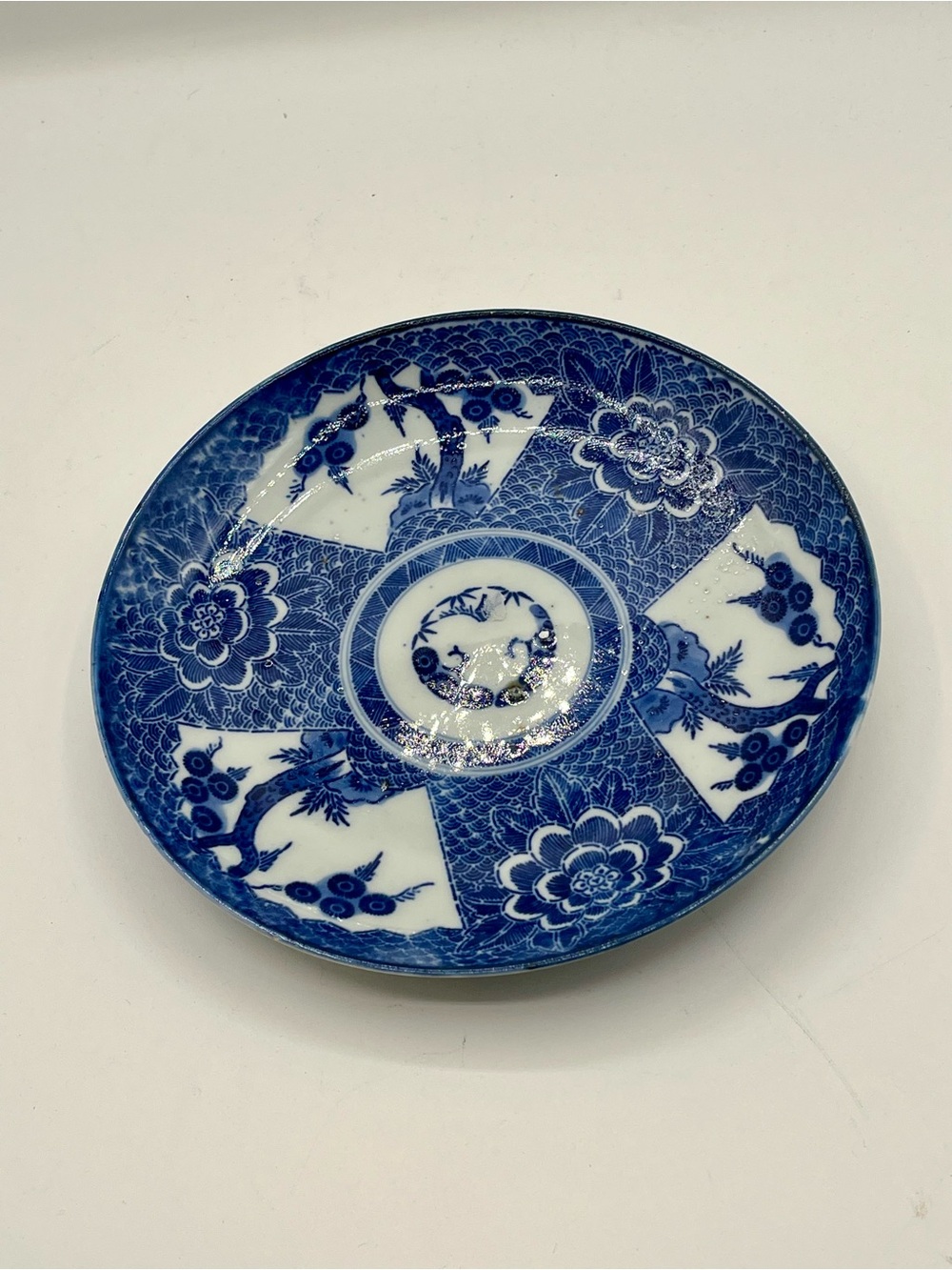 Japanese Antique Sometsuke Blue And White Porcelain Plate D 10 Inch